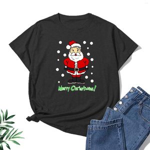 Dames t shirts zomer dames tops 2023 mode o-neck korte mouw losse kerstman print t-shirts tee casual pullover top kleding