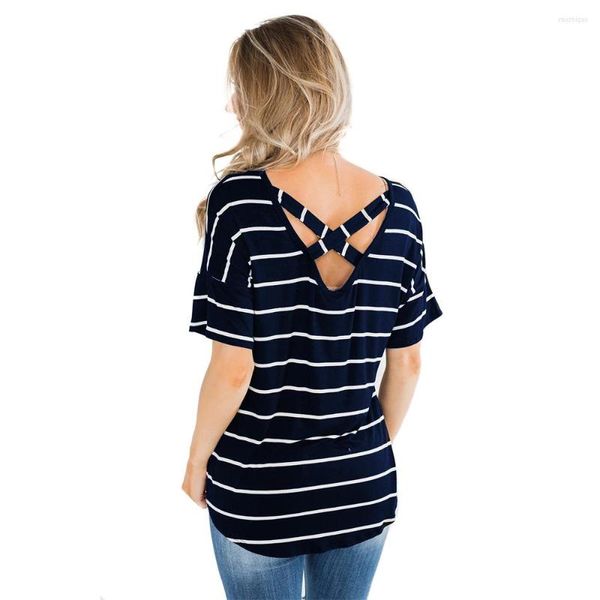 T-shirts pour femmes Fashion Fashion Fashion Navy bleu blanc ou rouge à manches courtes à manches courtes TEE-shirt Ladies Basic