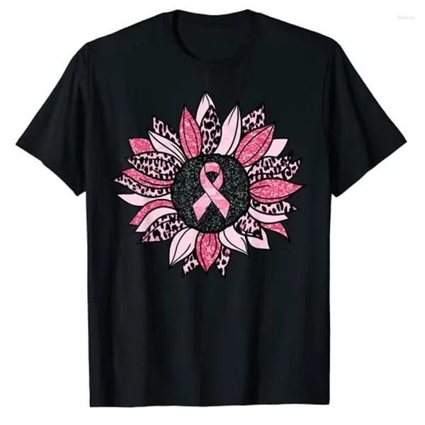 Camisetas para mujeres Sunflower rosa Conciencia de cáncer de mama