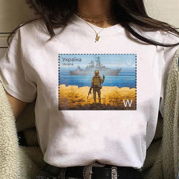 Camisetas de mujer Sunken Warship Ucrania camiseta mujer verano Tops Casual bandera orgullo conmemorar sello gráfico camisetas hombre Unisex ropa de calle