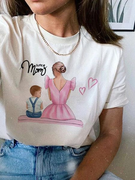 T-shirts Femmes Super Maman et Son T-Shrits T-shirt graphique Femmes Harajuku Mignon Anime Tshirt Kroean Style Chemise de mode Tops Tees Femme