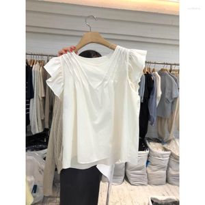 T-shirts pour femmes Syeazeam Femmes T-shirt Casual Simple Pullover Fashion Ruffle Edge Solid Loose Age Reducing Top High Street Female Wear
