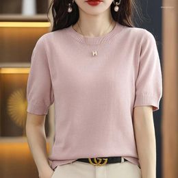 Dames t shirts szdyqh zomer katoen t-shirt dames kleding Koreaanse stijl o-neck shirts met korte mouwen vrouw solide casual basisshirt tops