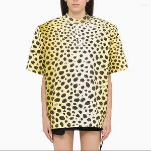 T-shirt manches courtes femme, imprimé léopard, coupe de positionnement, épaulettes, en coton, à la mode, polyvalent, Y2k, 2023