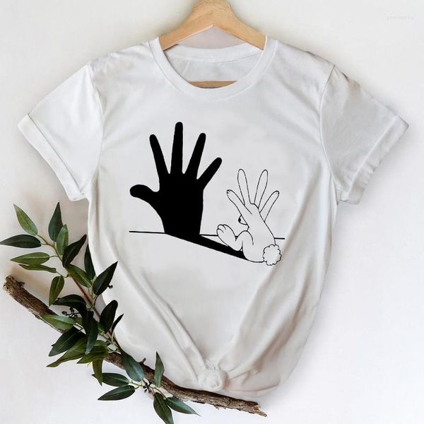 T-shirts Femmes T-shirts pour femmes Lady Print Graphic Tshirt Femme Tee T-shirt Dessin animé drôle main animal manches courtes printemps été haut