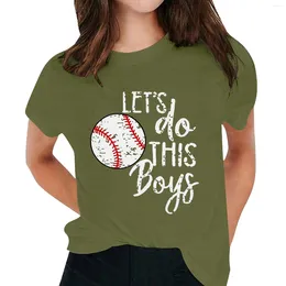 T-shirts t-shirts pour femmes pour femmes t-shirts Tendy Mme Baseball Imprimé Chemise ronde avec manches courtes Ropa Mujer Juvenil
