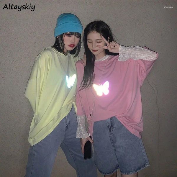 T-shirts Femmes T-shirts Femmes Candy Couleurs Lâche Couple O-Cou Tees Ulzzang Streetwear BF All-Match Casual Tops élégants Summer Cartoon