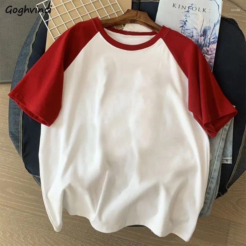 Camisetas para mujer Camisetas Mujer con paneles Simple Todo fósforo Suelto Casual Estilo coreano O-cuello Estudiantes Moda de verano Ulzzang Vintage Clásico