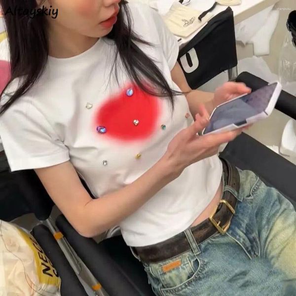 Camisetas para mujer Camisetas Mujeres Verano Y2K Chic Manga corta Diseñado 3D Harajuku Sweetheart Ocio Crop Tops 2023 Streetwear Slim Trendy