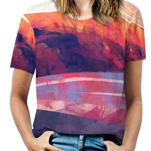 Dames t shirts tafelt tabel berg dames t-shirt crewneck casual korte mouw tops zomer tees Afrika landschap kleurrijk