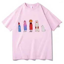Dames T-shirts Tanaka Chisato Schilder van oliepastels T-shirts DAMES Kawaii/schattige anime T-shirts Katoen Applicaties Graffiti Esthetisch