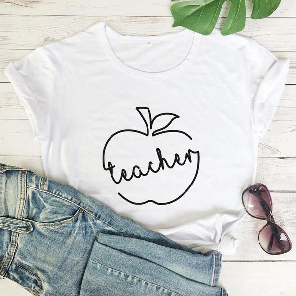 T-shirts pour femmes enseigner Apple t-shirt drôle femmes à manches courtes graphique professeur t-shirt