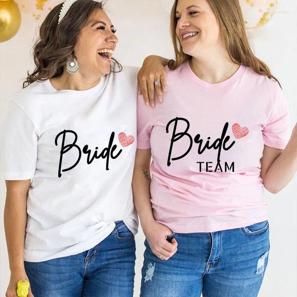 T-shirts féminins Team Bride Graphic T-shirt Friends Bridal Wedding Bachelorette Hen Party Tops Short à manches