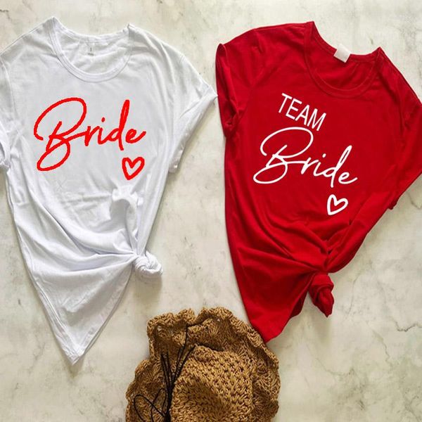 Camisetas de mujer Team Bride Love Top Tees Camisetas de mujer Blanco Negro Camiseta de despedida de soltero Camiseta informal con estampado de letras Camiseta de boda