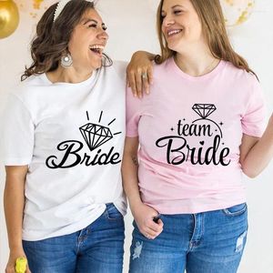 T-shirts féminins Team Bride Squad Graphic Tops Women Bridal Wedding T-shirt Friends Single Aadwell Bachelorette Hen Party Tees Sleeve