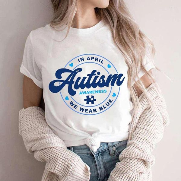 T-shirts pour femmes Tee Basic Vêtements Femmes Vêtements Autisme Scensité de la chemise imprimée Summer Top Fashion T-shirt graphique à manches courtes