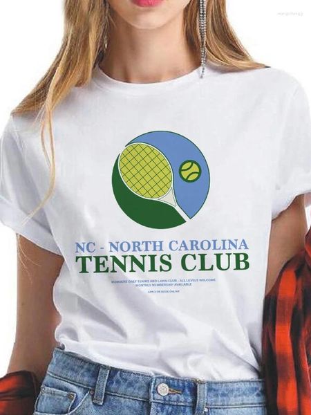 T-shirts Femmes Tennis Club Imprimer Tshirt Femmes Été Tops Femme Vêtements Harajuku Manches Courtes 90s Tees Streetwear Dames T-shirts 2023