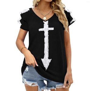 Dames t shirts het mooie roekeloos witte cross lotus bladhals t-shirt lange mouw shirt elegante mode tops tees roekeloos