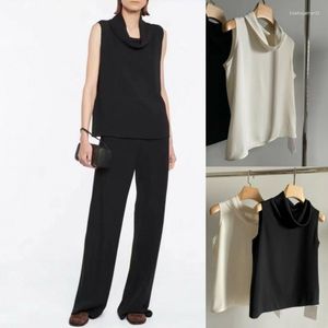 T-shirts pour femmes le débardeur sans manches R0W pour le style minimaliste du vieux argent double face collier à poils d'acide acétique