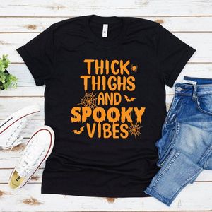 Vrouwen T-shirts Dikke Dijen Spooky Vibes Shirt Grappig Halloween Unisex Grafische Haruku Vrouwen Korte Mouw Tees Tshi