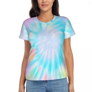 T-shirts pour femmes Tie T-shirts Dye T-shirts colorés Hippy Imprimé décontracté o Couge de cou Harajuku surdimension