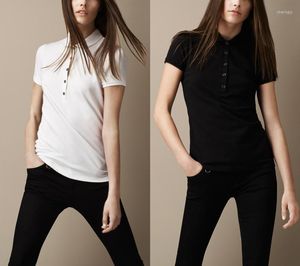 Camisetas de mujer de calidad superior de verano para mujer Polo de caballero de manga corta de algodón Casual sólido señora moda Femme