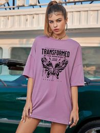 Dames T -shirts getransformeerd door de Reing Polyester Summer Streetwear Fashion Plus Size TEE TOP Oversized T -shirt