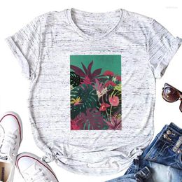 T-shirts pour femmes Tropical Floral Summer Travel Vintage Tee Vacation Aloha Plants Tops Hawaii Aesthetic Clothes XL