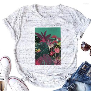 Dames t shirts tropische bloemen zomerreizen vintage tee vakantie aloha planten tops hawaii esthetische kleding xl