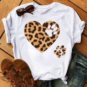 Camisetas de mujer Dos camisetas de mujer con estampado de leopardo y perro Camisetas casuales de moda Camiseta