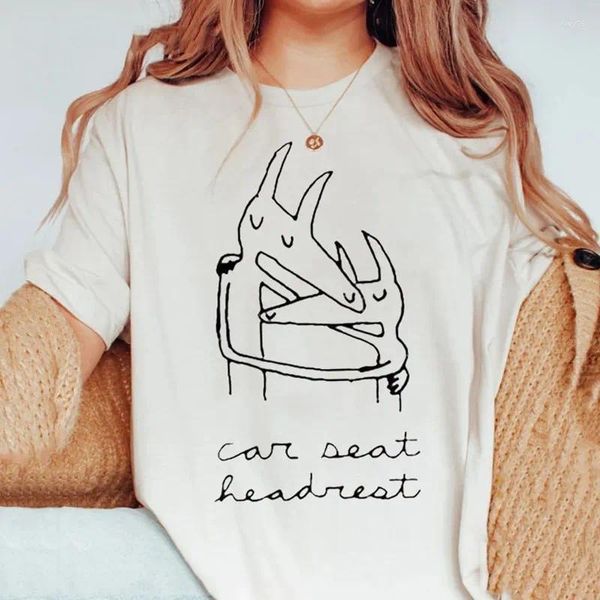 T-shirts pour femmes Unisexe Chemise à manches courtes Pulls Tee Y2K Vêtements Streetwear Design Siège de voiture Appui-tête Twin Fantasy Dog Ear Tops