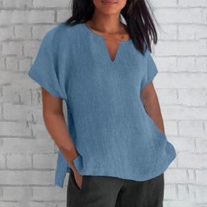 T-shirts pour femmes V couche à manches courtes en coton couloir en coton couloir en vrac