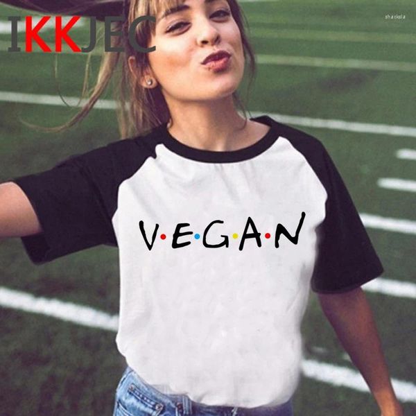 Camisetas para mujer, camiseta vegana con estampado Harajuku Ulzzang 2023, camisetas, camisetas blancas Vintage