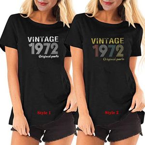 Dames t shirts vintage 1972 originele onderdelen shirt voor vrouwen 50e verjaardag cadeaus idee retro verjaardagsparty tops