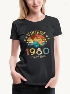 Dames T-shirts Vintage 1980 1981 1982 Zomer Dames Tops Tees T-shirt Klassiek Grafisch Retro Verjaardagscadeau voor moeder Vrouw Meisje Vrouw