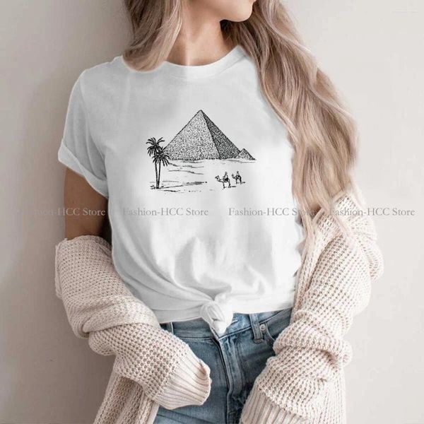 Camisetas para mujer, camiseta informal Vintage y camellos de poliéster, camisetas con estampado de cultura del Antiguo Egipto, camisa de manga corta para mujer