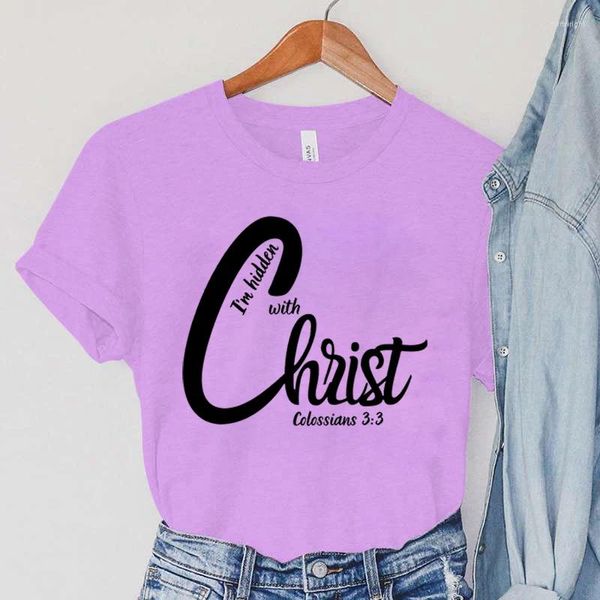 T-shirts pour femmes, Vintage, versets de la Bible, T-Shirts religieux pour femmes, vêtements cachés avec le Christ, manches courtes, chrétien