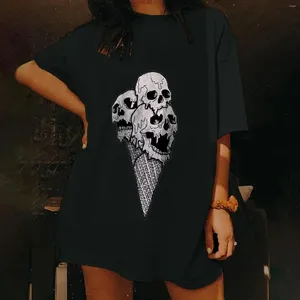 Dames t shirts vintage t-shirt shirt t-shirt uit de jaren 90 gothic harajuku print patroon skelet schedel punk streetwear esthetiek vrouwelijk mujer top#g3
