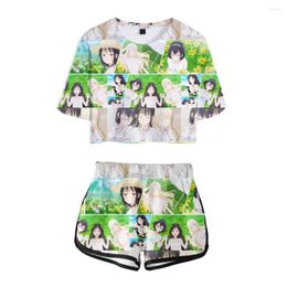 Dames t shirts wamni asobi asobase 2 stuks sets damesmeisjes sexy kleding unieke shorts Harajuku elastische pak anime stuk set