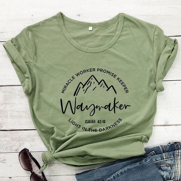 Las camisetas de las mujeres Waymaker Isaiah 42:16 Camiseta Mujeres religiosas Manga corta Cristiana Biblia Biblia Camiseta