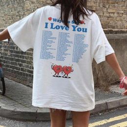 T-shirts pour femmes Façons de dire je t'aime Retour T-shirts imprimés Femmes surdimensionnées Rétro Esthétique Chemise inspirante T-shirts mignons pour la Saint-Valentin