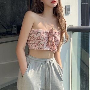 Camisetas para mujer con camiseta de tubo, ropa interior, estampado femenino, estilo dulce, elegante, chica de verano, Harajuku, todo fósforo, moda informal, Bowknot