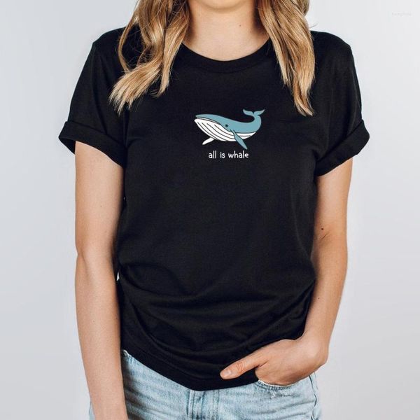 T-shirts pour femmes baleine drôle jeu de mots T-shirt été impression dame T-shirts haut dames femmes graphique femme T-shirt coton