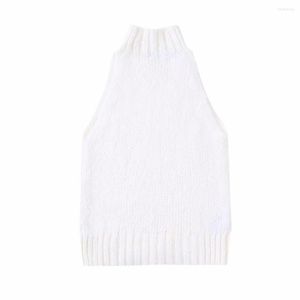 T-shirts femmes blanc hauts en tricot femmes licou sans manches Y2k col roulé Chic dame chemise tricotée T-shirts T-shirts vêtements pour femmes