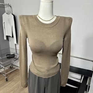 Camisetas para mujeres al por mayor o cuello transparente para mujeres Fit top femenino 2024 tops de primavera sexy manga larga sólida camisa básica