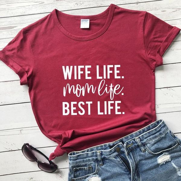 Camisetas para mujer, camiseta de la vida de la esposa, camiseta sarcástica, camiseta divertida para regalo del Día de la madre