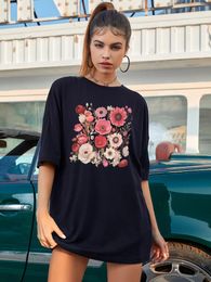 T-shirts Femmes Wildflower Femmes Polyester Summer Streetwear Mode Plus Taille Tee Top T-shirt surdimensionné