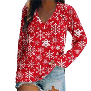 Dames T-shirts Winter Kerstmis Dames Meisjes Kawaii Tops Kerstman Print Trui V-hals Dames Sweatshirt Klassiek T-shirt Y2k Shirt Kerstmis