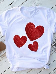 Dames t shirts vrouw mode t-shirt zoete liefde harten valentijnsdag print t-shirt harajuku casual grafische t-shirts korte mouw