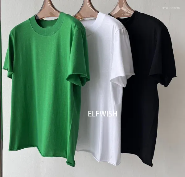 T-shirts femme mode blanc noir vert manches courtes roulées coton T-shirt col rond hauts t-shirts de haute qualité